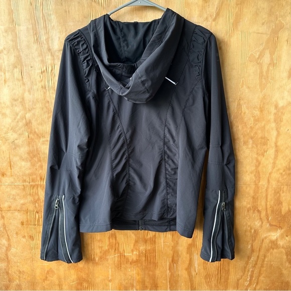 Zella Full Zip Black Reflective Hooded Activewear Sweatshirt Jacket - Picture 4 of 11